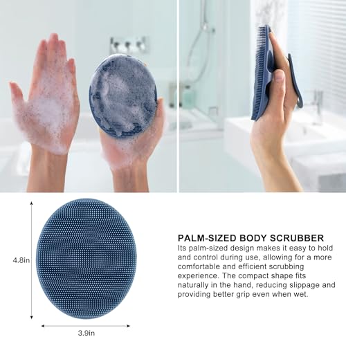 INNERNEED Silicone Body Cleansing Brush Exfoliating Scrubber, Dark Blue - color: Dark Blue