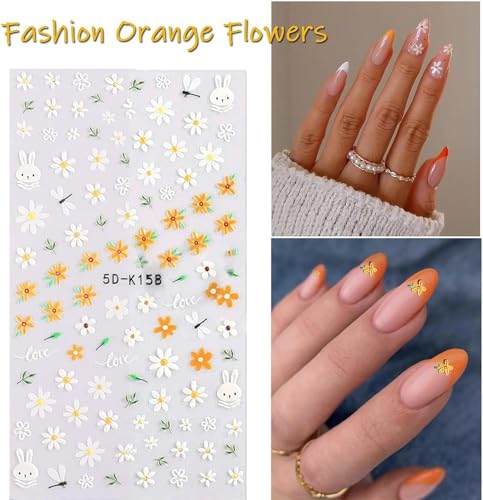 Daisy Nail Stickers for Nail Art Flower Nail Decals for Women - color: Colorful-04