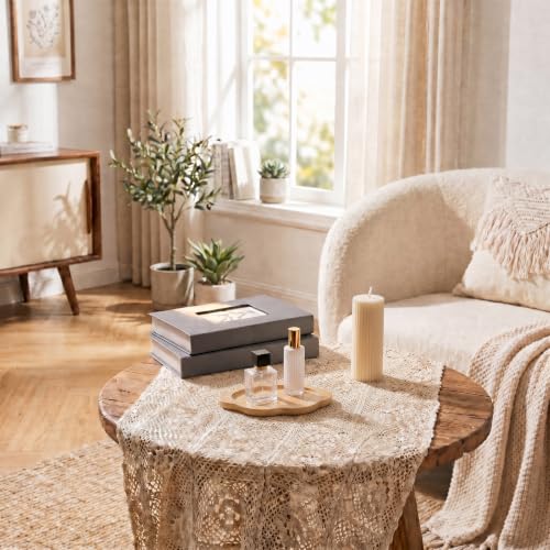 Rtteri Scalloped Serving Tray Small Bamboo Wood Tray for Bathroom 9.8 x 5.5 x 0.6 Inch Decorative Oval Wooden Display Plate for Candles Table Dining Room Living Room Vanity Home Decorations - color: Bamboo