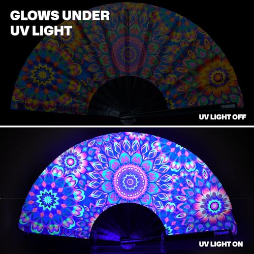 SoJourner Folding Rave Fan, Mandala Trippy Wonders - color: Mandala Trippy Wonders