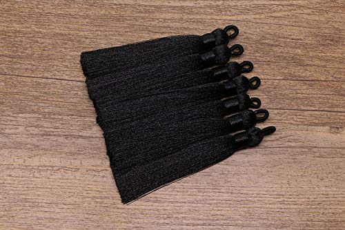 Tupalizy 10PCS Handmade Soft Silky Tassels with Hanging Loop for Bookmarks Keychains Earring Bracelets Jewelry Making Souvenir Graduation Clothing Sewing Gift Tag Art DIY Craft Projects (Black) - color: Black