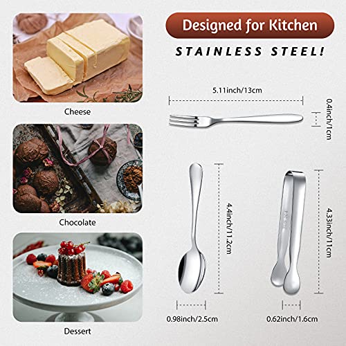 24 Pcs Mini Appetizers Forks and Spoons Tongs, Vivid Sharp Spoon, Silver - color: Vivid Silver, size: Sharp Spoon