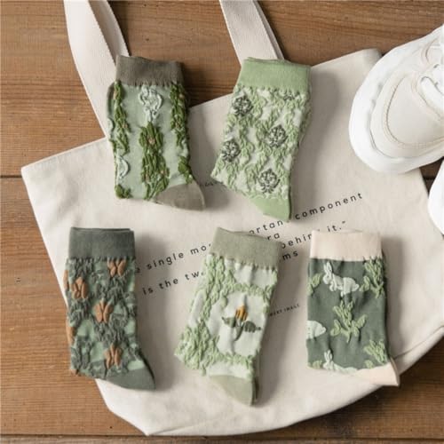 Lavish Lavender Argyle Frill Socks for Women, Dress Socks - color: 5pair-green