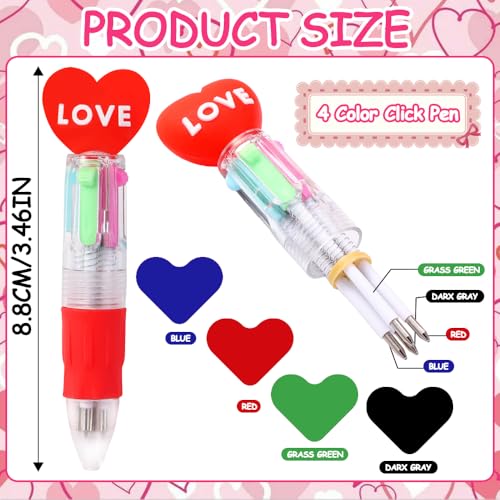 24PCS Valentines Fun Pens Cute Multicolor 4-in-1 Gifts Party Favors - style: Valentines-24pcs