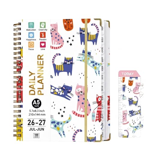 2026-2027 Academic Planner Weekly and Monthly, A5 Agenda July 26 - June 27 - color: Light Pink