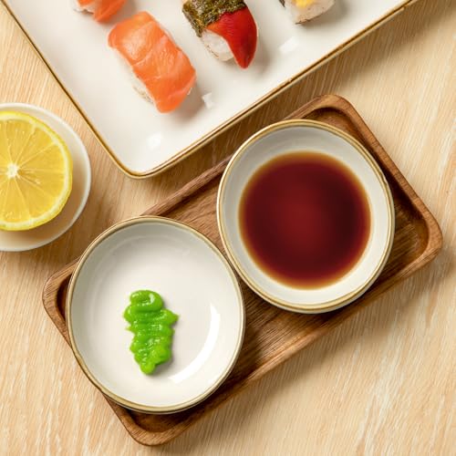 famiware Ceramic Soy Sauce Dish, 2.1oz Dipping Bowl Set of 6, Vanilla White - color: Vanilla White, size: 6pcs