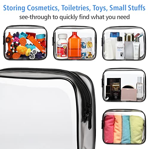 PACKISM Clear Makeup Bag for Travel - TSA Approved Toiletry Bag, 2 Black - color: Black, size: Mixed Size Series (1 Medium + 1 Large)