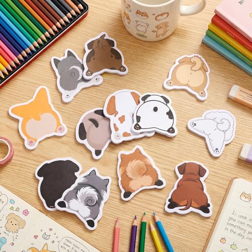 Yinder 24 Pads Dog Sticky Notes Cute Kawaii Dog Butt Memo Self Adhesive - color: Multicolor, size: Dog Butt