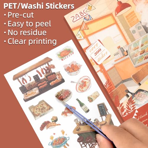 Snacks Series Sticker Scrapbooking Supplies for Junk Journal, 20 Sheets PET Stickers - color: Snacks Series