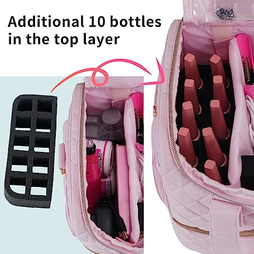 VOFIpremiAm Nail Polish Organizer,Pretty Nail Bag Organizer Case - color: Pale Pink, size: 50 Bottles