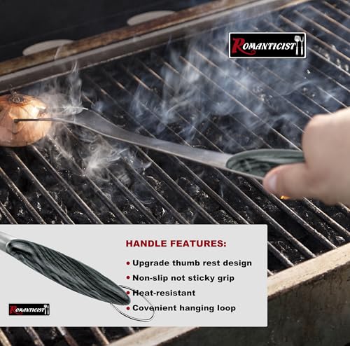 ROMANTICIST 4pc Heavy Duty Grill Accessories for Top Chef - Professional Grill Tools Set & Basic BBQ Tools for Backyard Restaurant Outdoor Kitchen - Deluxe Grill Gift for Dad on Father’s Day Christmas - color: Gray