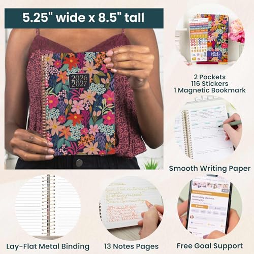 bloom daily planners 2026-2027 Planner - Academic Year (July 2026 - July 2027) Monthly & Weekly Soft Cover Planner for Women - 13 Month Calendar Agenda Book with Stickers - 5.5" x 8.25" - Floral Fiesta - color: Floral Fiesta 2026-27, size: 5.5" x 8.25"