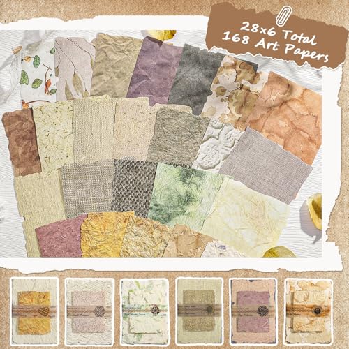 168 Pcs Textured Scrapbook Paper Supplies Vintage Embossed Rice Paper - color: Textured Paper