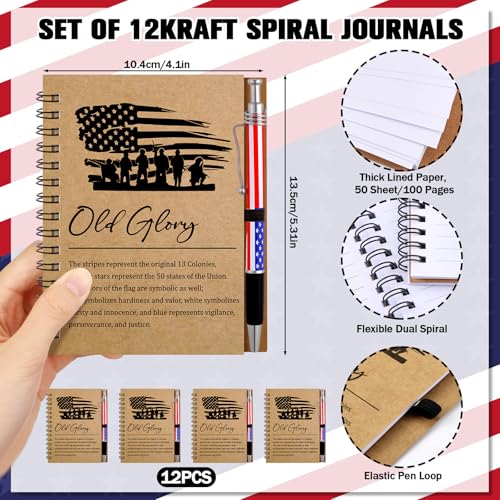 Resurhang 24 Pcs Army Veterans Day Gifts Bulk American Flag Notebook Pens - style: Army Style