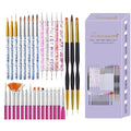 31PCS Nail Art Brush Set, Liner, Dotting, Fan & Flat Brushes - color: hot pink