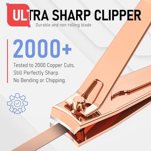 firiKer Nail Clippers with Nail File,Fingernail Clipper,Toe Nail Clippers - color: Rose Gold