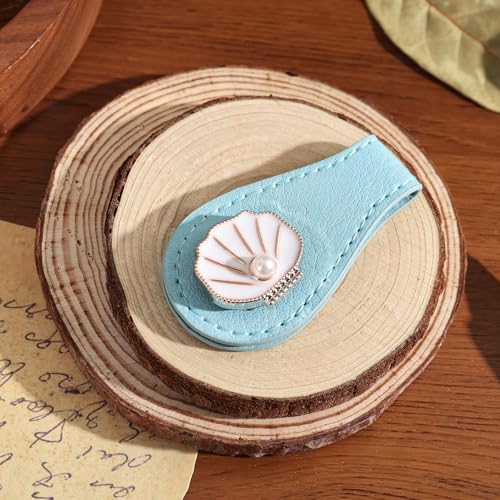 2PCS Magnetic Bookmarks with Pen Clip, Leather Bookmarks for Women, Magnetic Pen Holder Book Accessories, Gold Shell - style: Gold Shell
