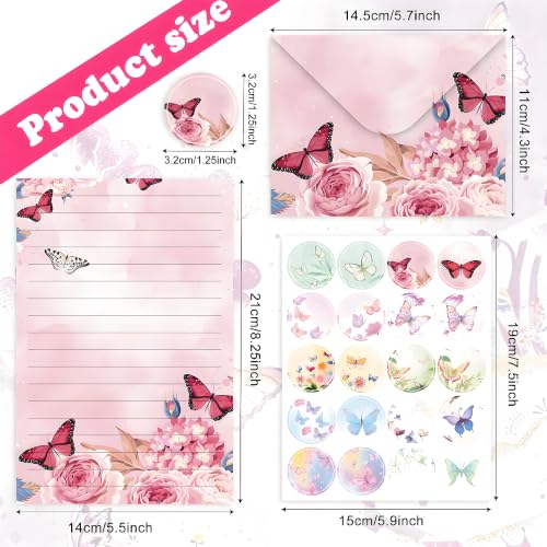 FUNCLASS 160 Pcs Butterfly Stationery Set Letter and Envelopes - color: Butterfly