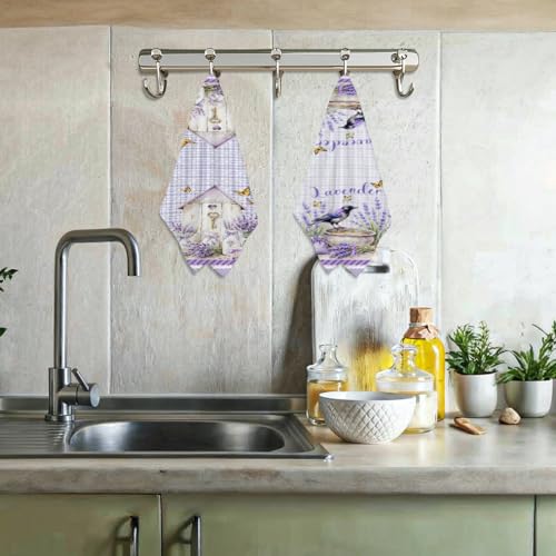 Lovdazzles 2 Pcs Purple Lavender Kitchen Towels Decorative Tea Towel - color: Multi 1597