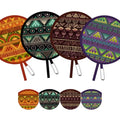 4 Pack Boho Ethnic African Pattern Folding Fan – Vintage Ethno Style Round Hand Fan, Lightweight Portable Cooling Fan for Summer, Beach, Festival & Travel (Violet) - style: Boho Ethnic African