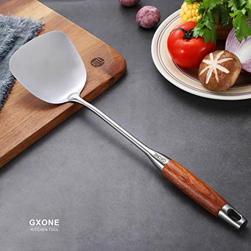 Chinese Wok Spatula, 304 Stainless Steel,with Wooden Handle, 15.7 Inch - style: Wok Spatula-wood handle