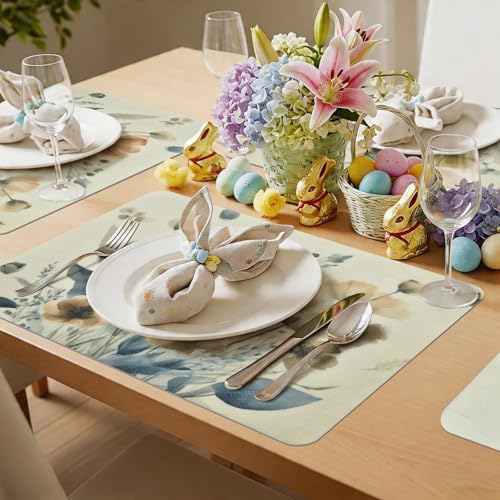 Vinyl Placemats Set of 6-12x17 Inch - Heat Resistant Washable Place Mats Waterproof Non-Slip Wipeable Table Mats for Dining Table Decor, Spring Outdoor Plastic Placemat - color: Floral