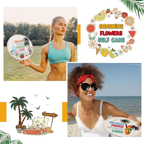 Gejoy 24 Pcs Beach Vacation Foldable Hand Fans Flying Disc 8 Style - color: Beach Vacation