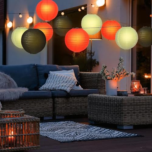 Black Red White Paper Lanterns Decorative 12pcs Party Hanging Decorations for Party Bridal Shower Wedding Baby Shower Graduation Anniversary Room Decor - color: black,red,white,gold
