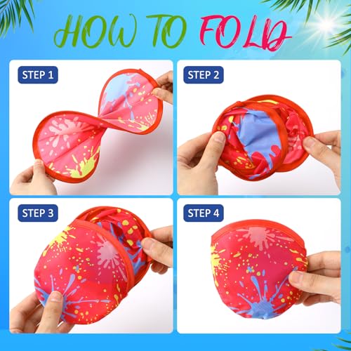 Gejoy 24 Pcs Splash Pattern Flying Disc Folding Hand Fan 8 Styles - color: Multicolor