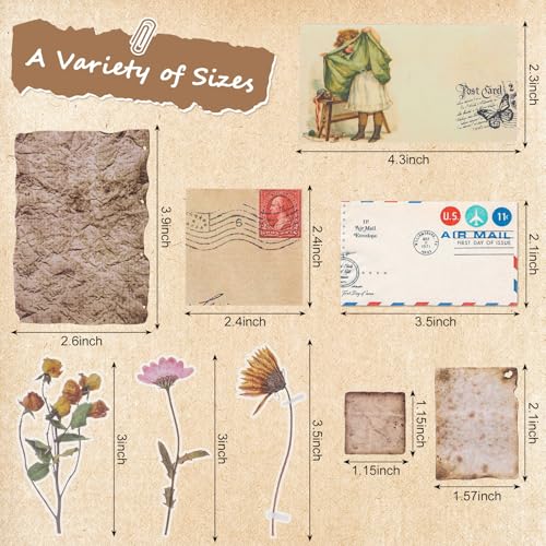 445 Pcs Vintage Scrapbook Paper with Floral Stickers for Junk Journal - color: Floral Pattern
