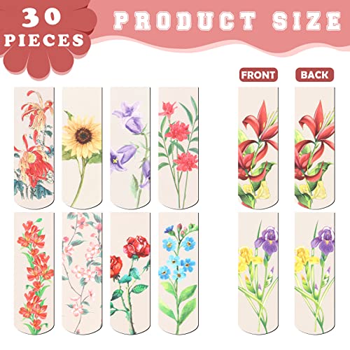 Gersoniel 30 Pcs Magnetic Bookmarks Clips Flowers Magnet Page Markers for Book Lovers Women Reading Office, Floral Style, 2.3 x 0.8 Inches