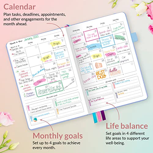 GoGirl Planner for Women, Undated Weekly Agenda Journal, Light Blue - color: Light Blue, size: Compact (5.3" x 7.7")