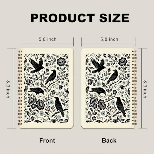 2 Pcs Gothic Crow A5 Spiral Notebook, Witch Journal Notebook for Women - color: Multicolour 0202