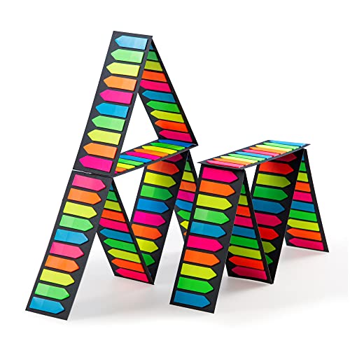 Golcellia Fluorescent Translucent Sticky Note Flags, 2400 Pcs Total, Pack of 10 Color Tabs, Arrow Sticky Notes, Page Flag Markers, Arrow Index Tabs - color: Arrow-12