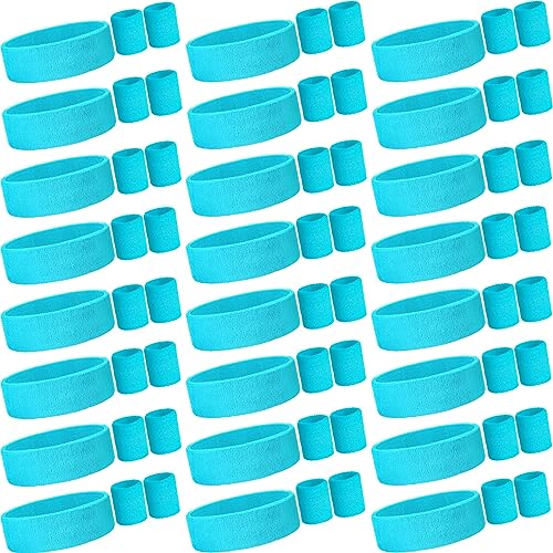 Sweatbands and Wristbands Set, Women, Men - color: Neon Blue