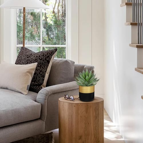 Briful Succulents Plants Artificial for Home Decor, Realistic Potted Fake Agave Plant, Gold Black Metal Pot, Cute Aloe Maguey Faux Plant, Shelves Tables Decor, Modern Farmhouse Kitchen Decorations - color: Aloe-gold Black Metal Pot