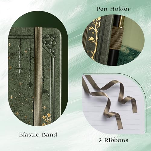 MGGAO Lined Journal Notebook for Women Men, A5 Aesthetic Notebook - color: Deep Green, size: Lined