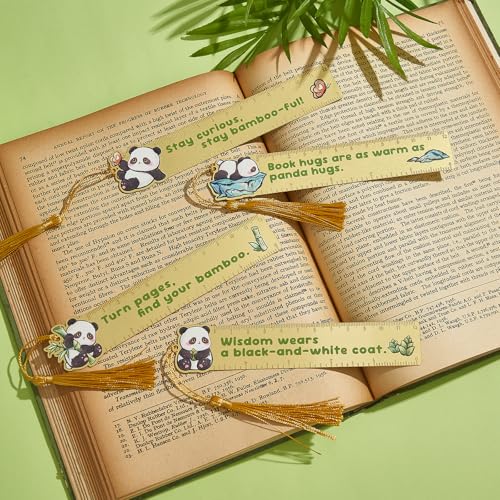 4 PCS Panda Bookmark Rules, Funny Metal Book Marks for Reading Women, Teens Teacher Planner,Book Lovers Gifts - style: Panda Ruler