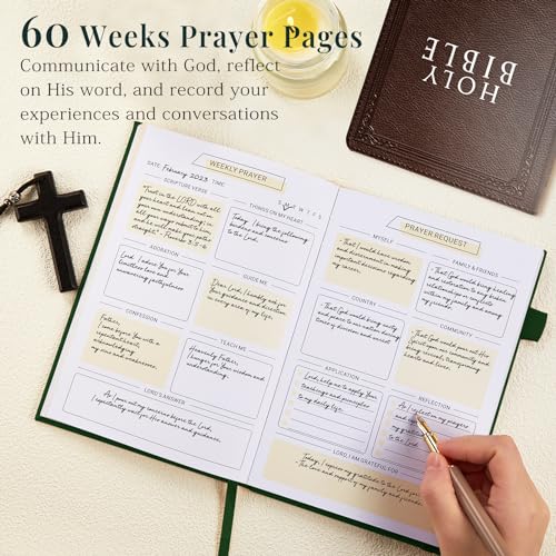 JUBTIC Prayer Journal for Women, Bible Journal with Scripture, Dark Green - color: Dark Green