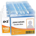 100Pcs Clear Plastic Extra Thick Horizontal Card Holders 4x3 Inch