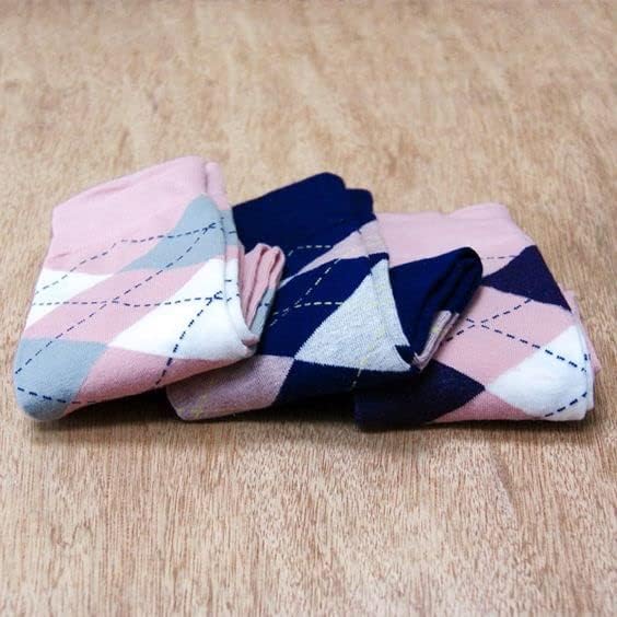 tiemart Men's Socks, Fits Men's Shoe Sizes 8-12 - color: Blush Pink and Eggplant Argyle