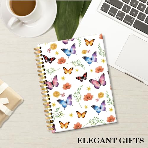 ERHACHAIJIA Watercolor Butterflies Lined Spiral Notebook for Women Writers - color: White