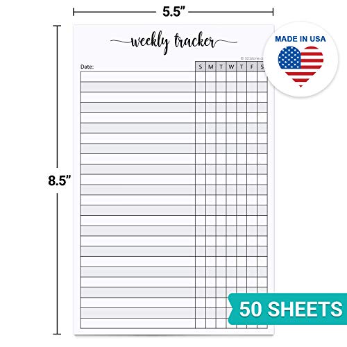 321Done Weekly Tracker Notepad, 5.5x8.5 Inches, 50 Sheets, Sunday Start - color: SMTWTFS, size: 5.5" x 8.5" Portrait