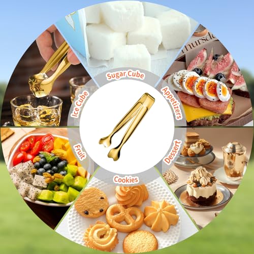 Mini Serving Tongs, Anytrp 18-Packs Stainless Steel Sugar Tongs, 4.3 inch Ice Tongs Kitchen Appetizers Tong for Coffee Bar, Tea Party, Desserts Party, Sugar and Ice Bucket - color: Gold-18pcs, size: 4.3inch