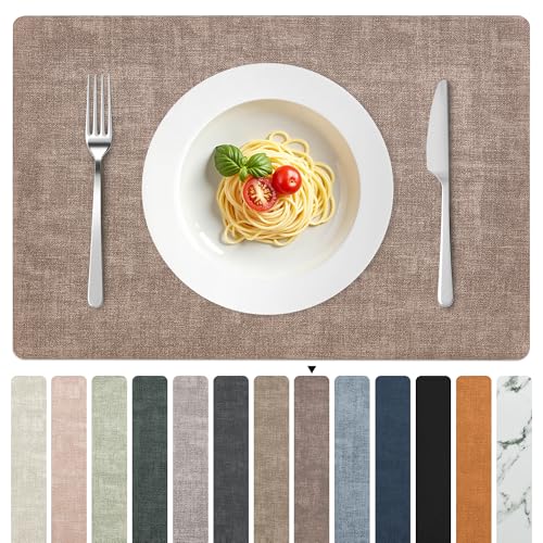 FROMHEART Faux Leather PU Placemats Set of 4 (Dark Coffee,11.8" x 17") - color: Dark Coffee, size: Set of 4