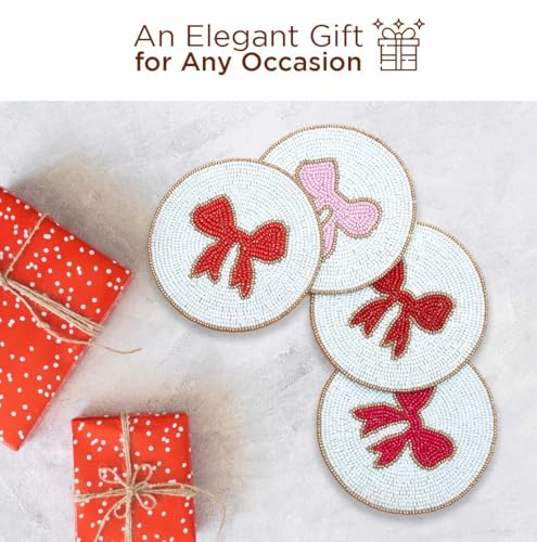 Folkulture Cute Coasters Set of 4,Beaded Handmade Boho Drink Coasters - color: Coaster