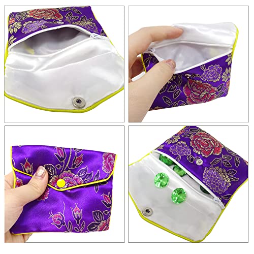 "Honbay 12PCS Jewelry Silk Purse Pouch Brocade Embroidered Bags Gift Bags, Assorted Colors (L)" - size: L