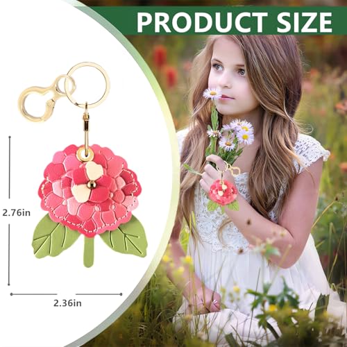BORKUANA PU Leather Keychain holder Protective Case Compatible with AirTag - color: Hydrangea B