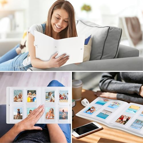 Ruibytree 320-Pocket PU Leather Photo Album for Instax Mini Camera, White - color: White