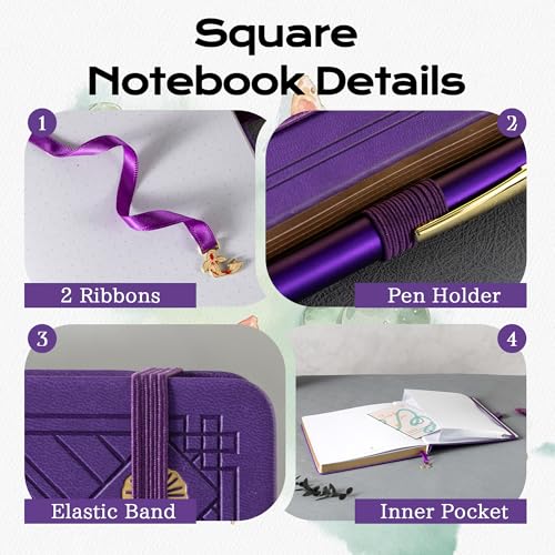 TIEFOSSI Dotted Square Journal Notebook 160 Pages for Women & Men(8 x 8) - color: Deep Purple, size: Square-Dotted